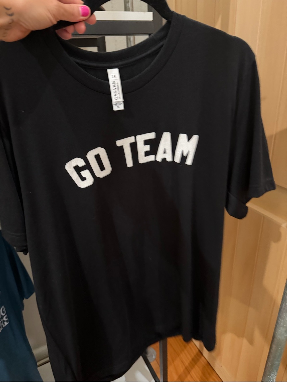 Bella Canvas Black Tee with White "GO TEAM" Graphic